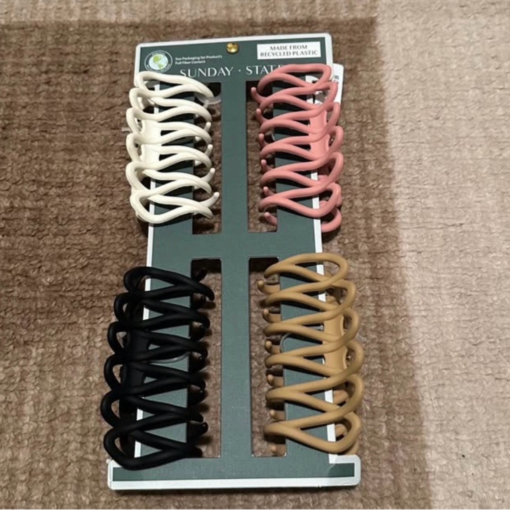 Sunday State Multicolor Hair Claw Clips Set, Eco-Friendly Recycled Plastic